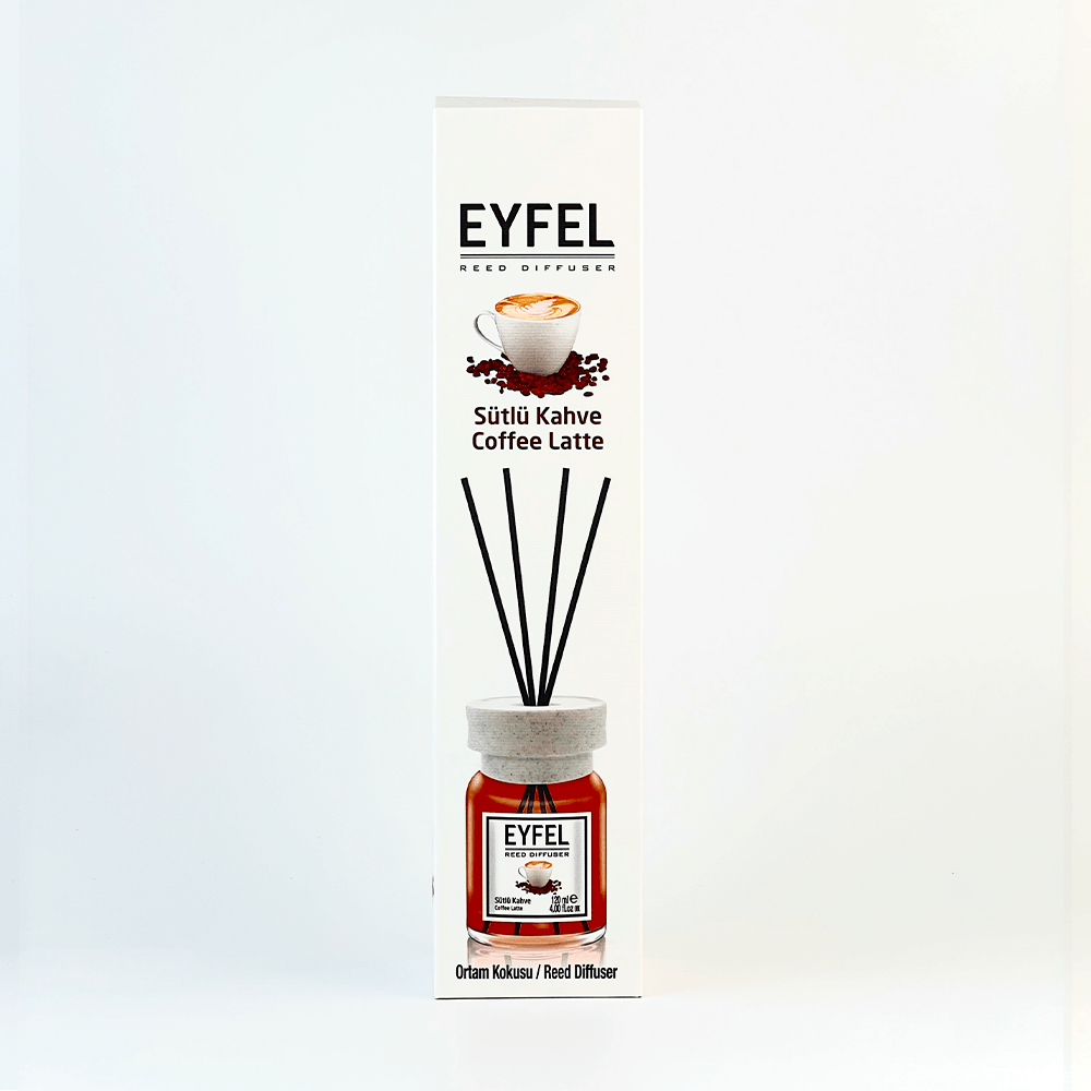 Eyfel_Coffee-Latte_diffusor Аромадифузор Eyfel Perfume Reed Diffuser Кава Латте, 120 мл